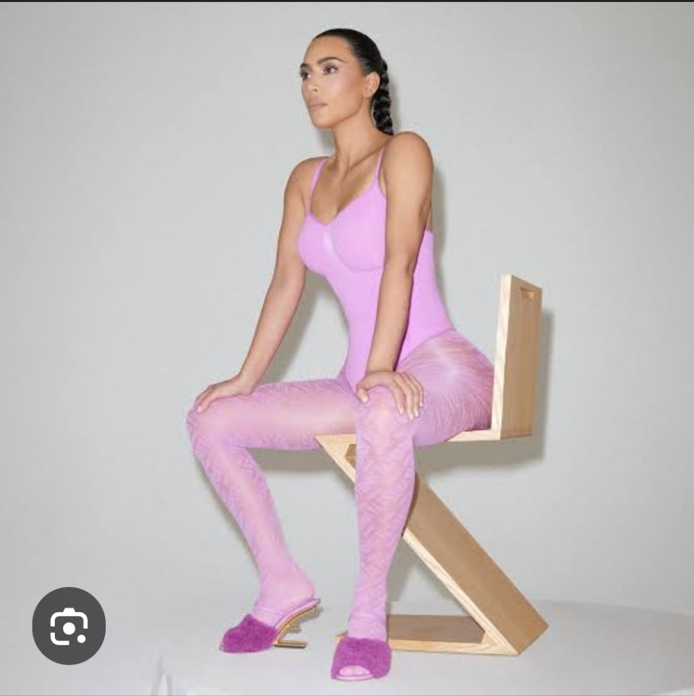 SKIMS FENDI Pink Sheer Patterned Tights - Fashion Hosiery